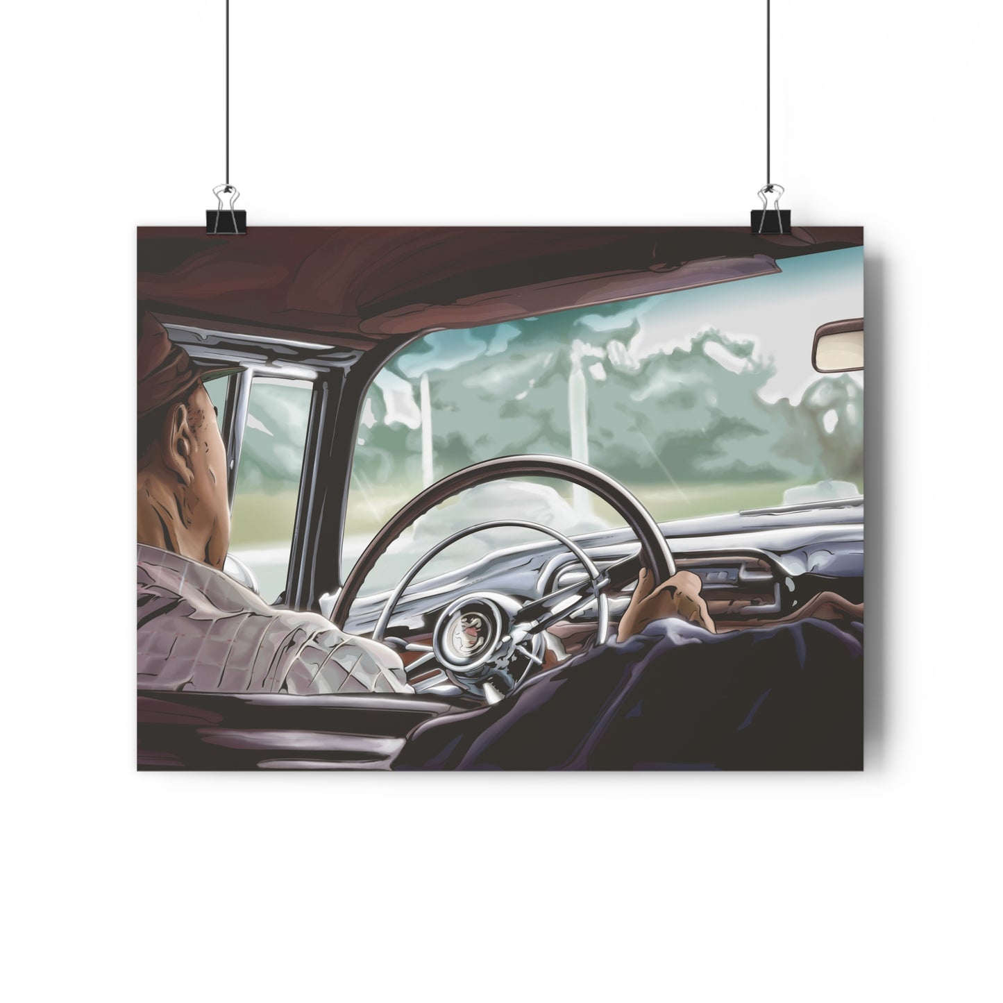 Papa Driving The Buick, 1954 - Giclée Fine Art Print