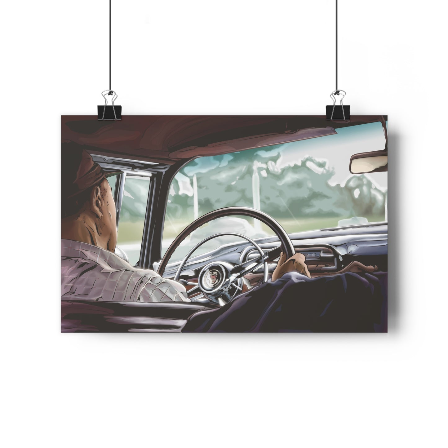 Papa Driving The Buick, 1954 - Giclée Fine Art Print