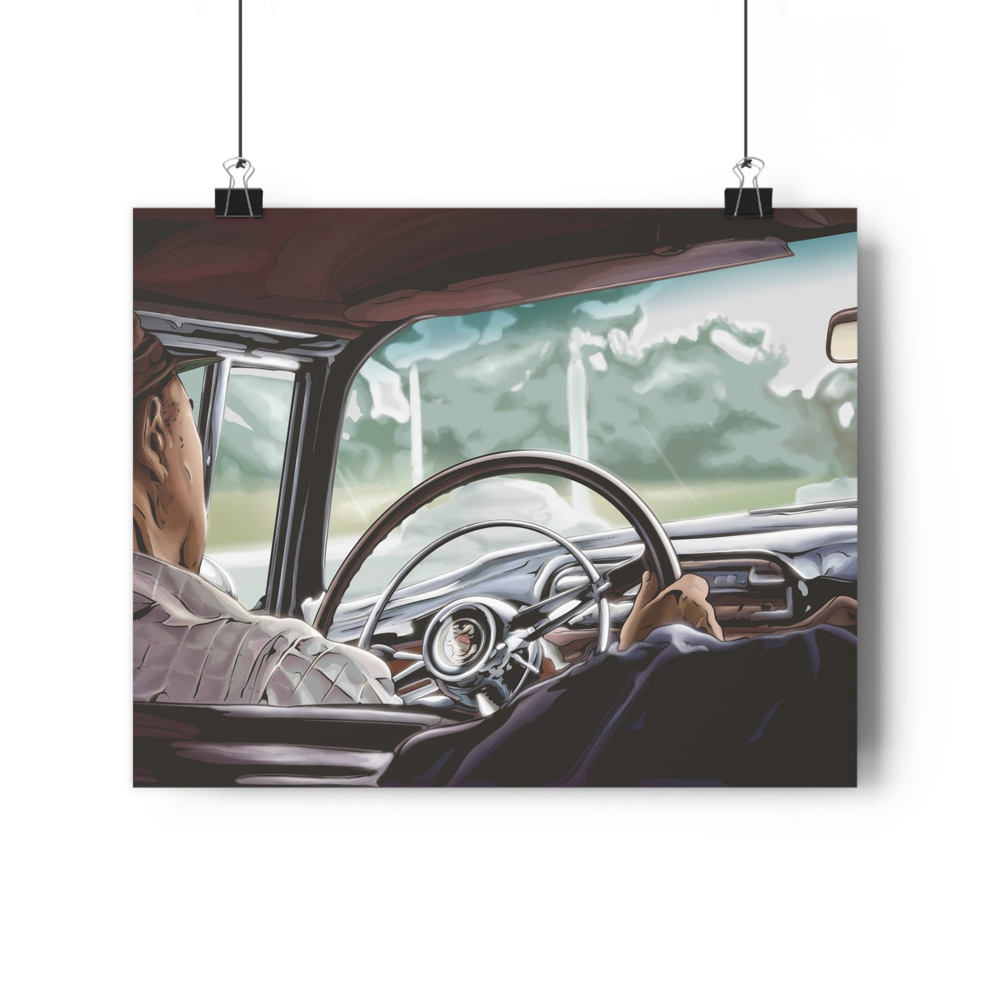 Papa Driving The Buick, 1954 - Giclée Fine Art Print